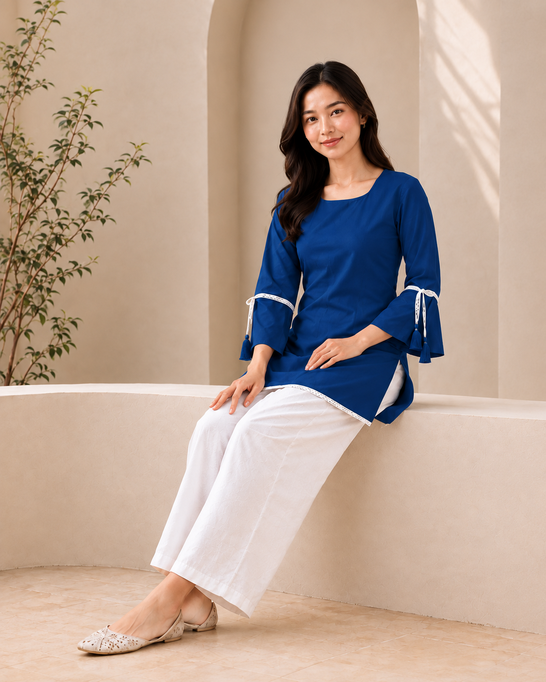 Blue Short-Kurta Pant Set