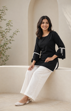 Black Short-Kurta Pant Set