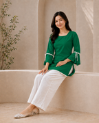 Green Short-Kurta Pant Set