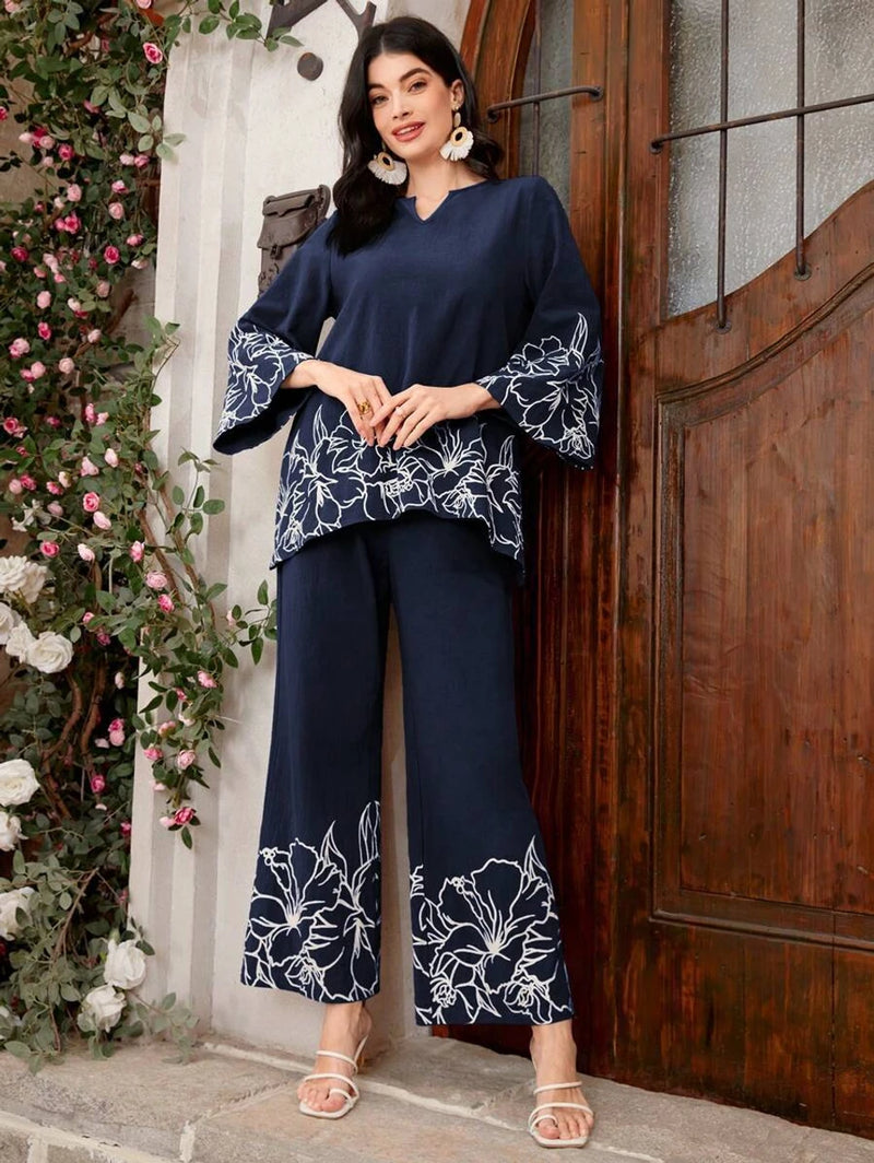 Blue Embroidered Set