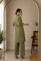 Olive Green Knee Length Cord Set