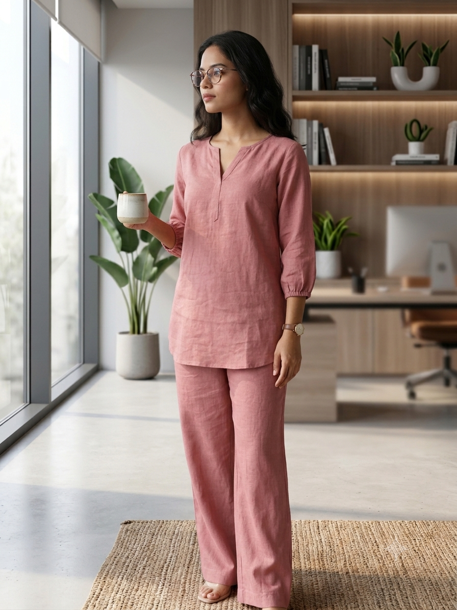 Pink Linen Cord Set