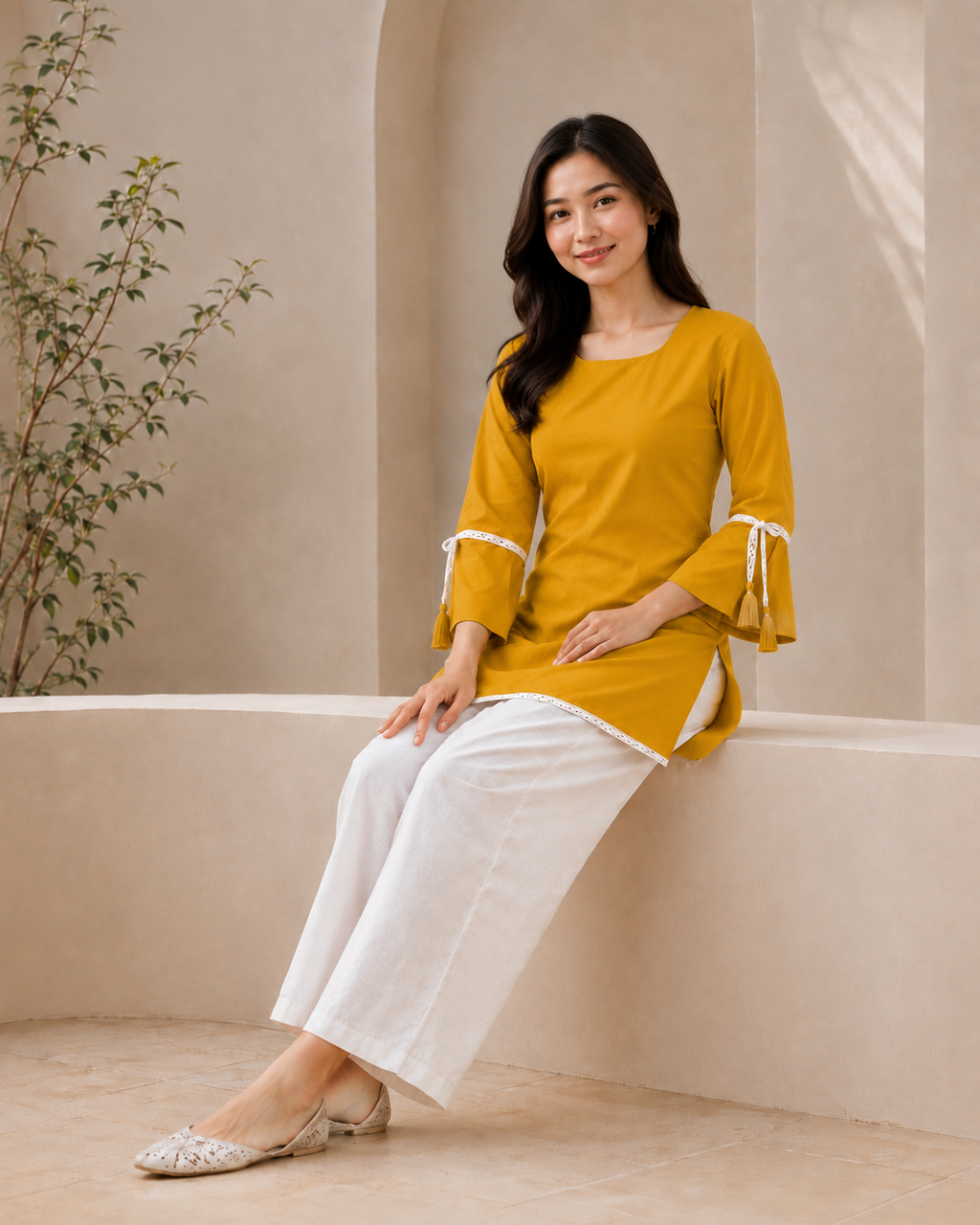 Yellow Short-Kurta Pant Set