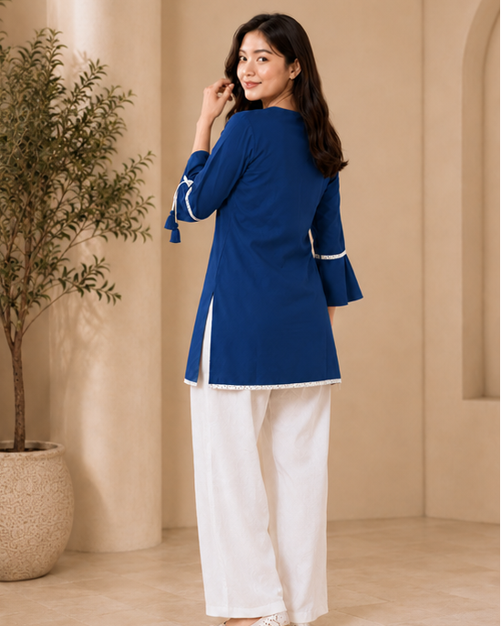 Blue Short-Kurta Pant Set