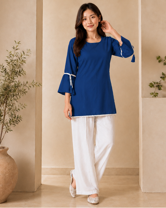 Blue Short-Kurta Pant Set