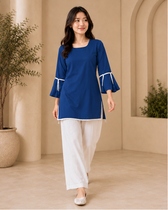 Blue Short-Kurta Pant Set